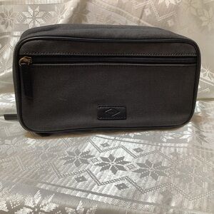 Fossil Men’s Shaving Kit Travel Zippers Toiletry Bag Canvas Dark Grey